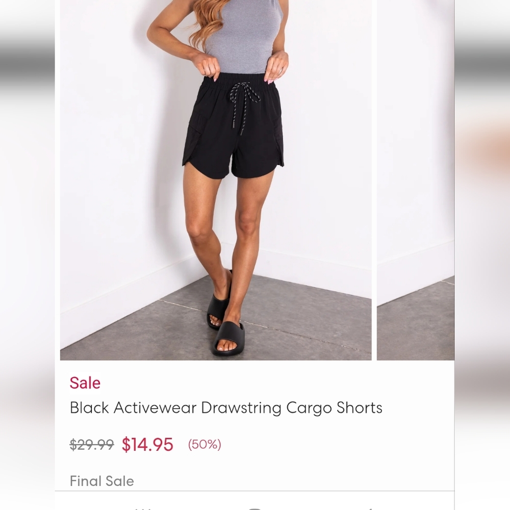 Get Back Into The Gym!! Black Activewear Drawstring Cargo Shorts